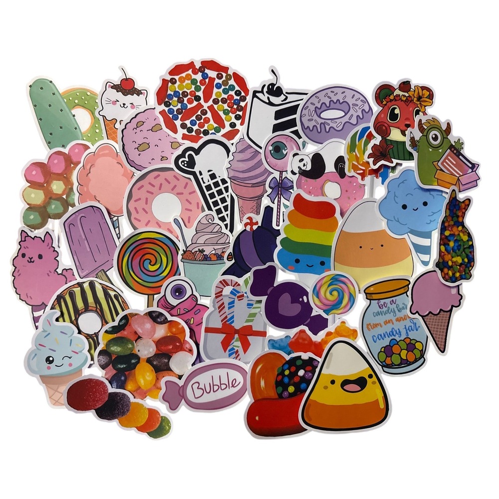 NEW 39pc Cute Candy Dessert Vinyl Sticker Pack Kawaii Sweets Food Designs